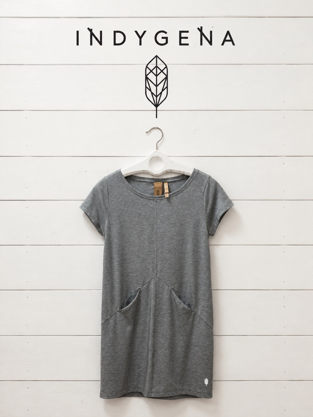 Indygena / Indyeva Grey Short-Sleeve Dress – Size M